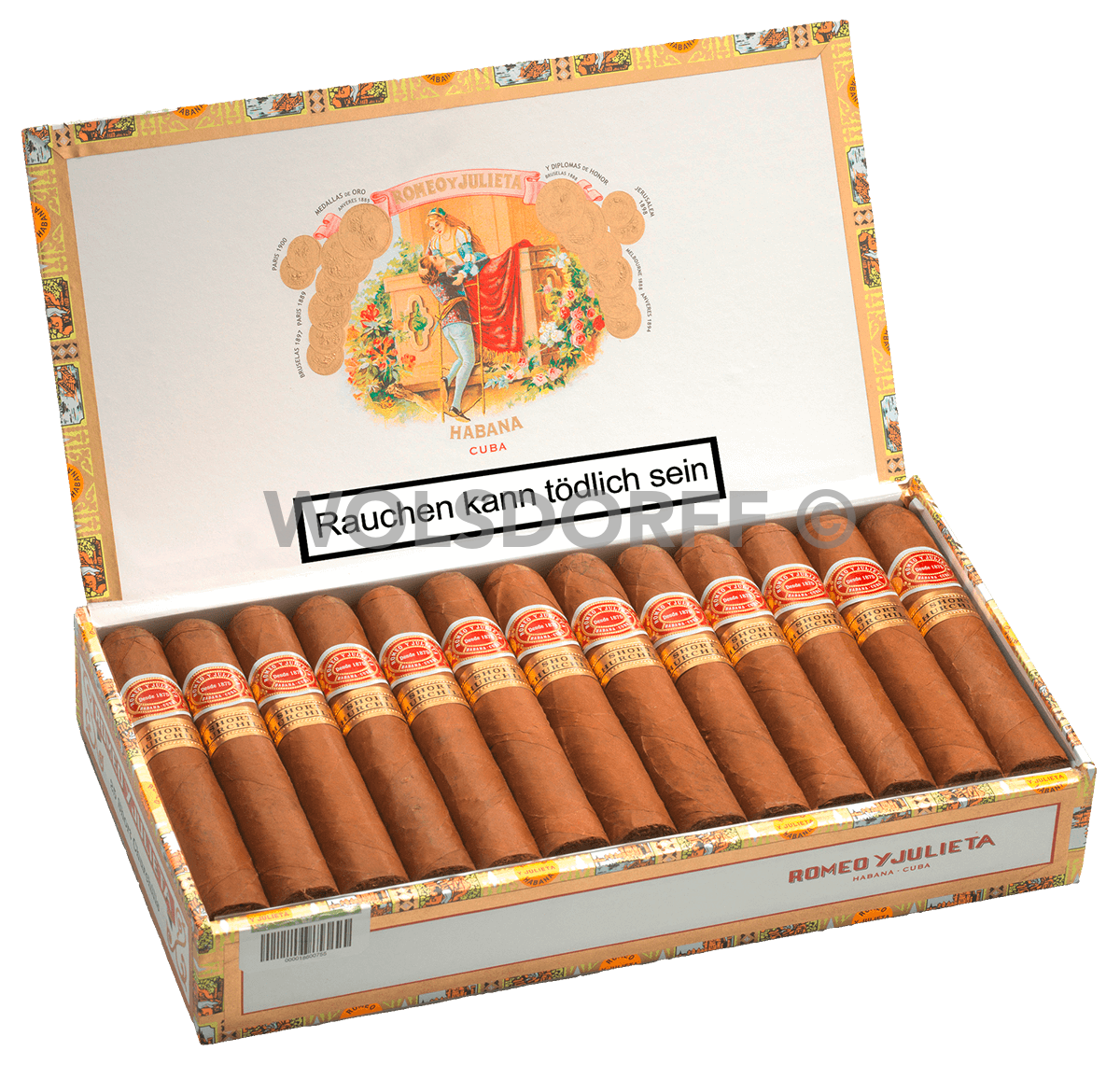 Romeo y Julieta Short Churchills - Kiste seitlich geöffnet