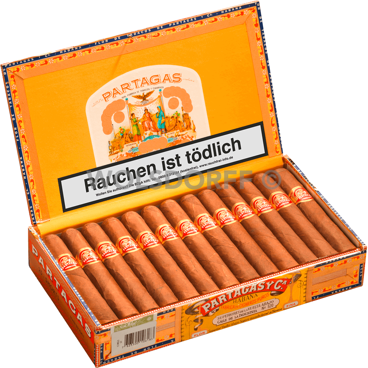 Partagas Shorts - Kiste seitlich geöffnet