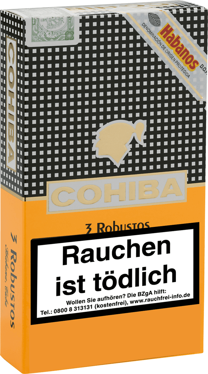 Cohiba Robustos - Pappschachtel vorne geschlossen