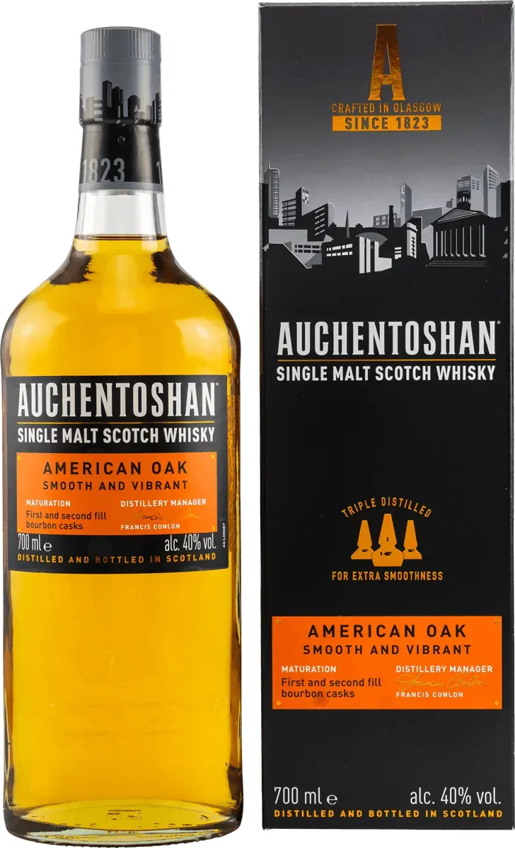 Auchentoshan Umverpackung und Flasche Vorderseite