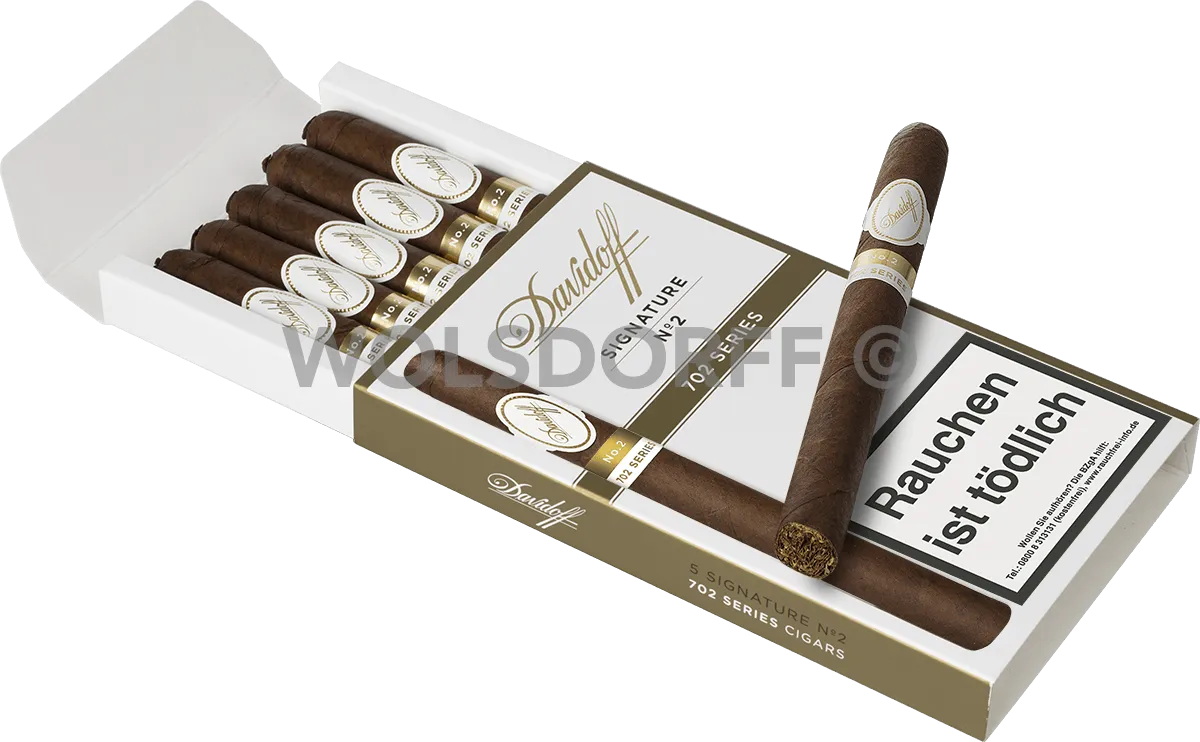 Davidoff Signature No 2 702 Series 5er Schachtel schräg liegend offen