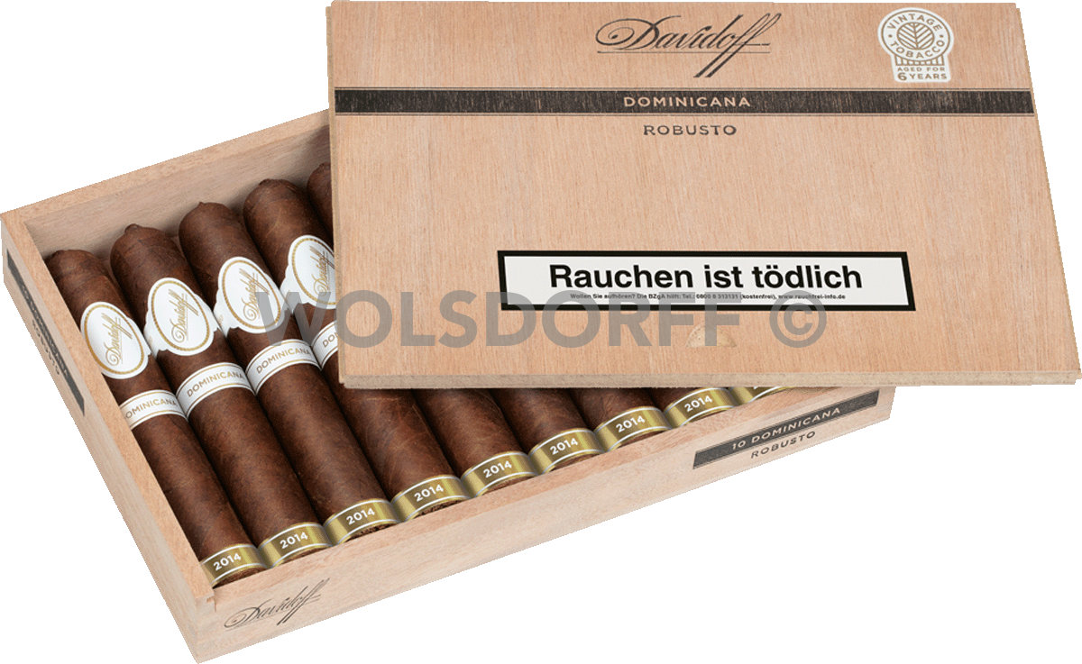 Davidoff Dominicana Robusto - Kiste vorne geöffnet